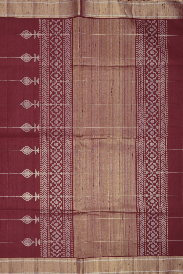 Raw Silk Saree In Maroon With Parrot Design