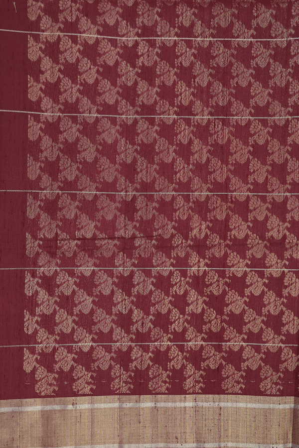 Raw Silk Saree In Maroon With Parrot Design