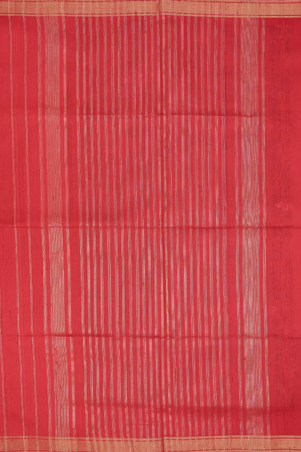 Raw Silk Saree In Scarlet Red With Bavanchi Border