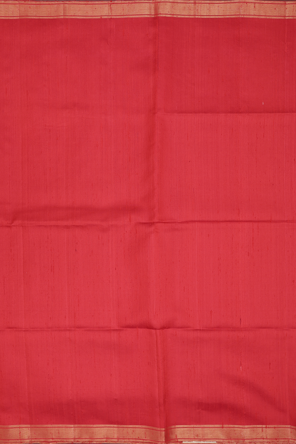 Raw Silk Saree In Scarlet Red With Bavanchi Border