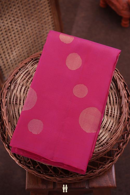 Kanchipuram Silk Saree In Rani Pink With Zari Buttas