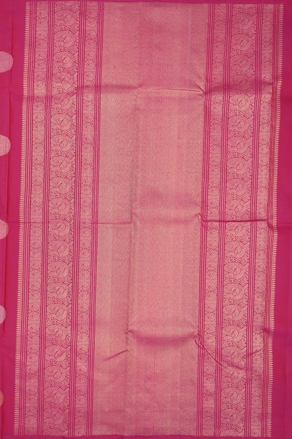 Kanchipuram Silk Saree In Rani Pink With Zari Buttas