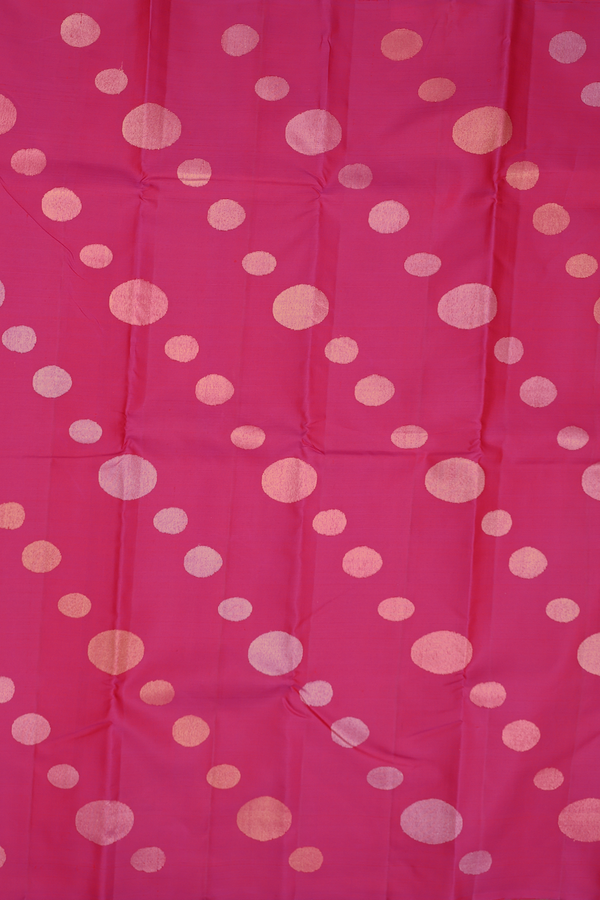 Kanchipuram Silk Saree In Rani Pink With Zari Buttas