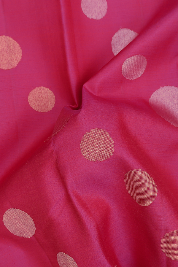 Kanchipuram Silk Saree In Rani Pink With Zari Buttas