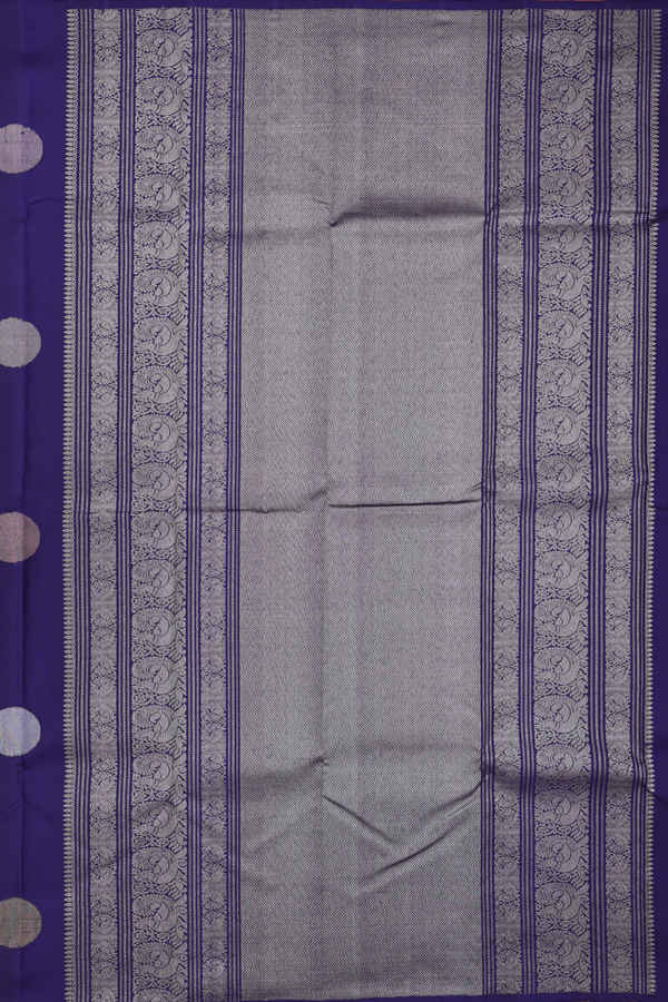 Kanchipuram Silk Saree In Navy Blue With Circle Motifs