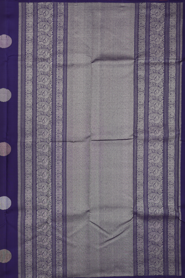 Kanchipuram Silk Saree In Navy Blue With Circle Motifs
