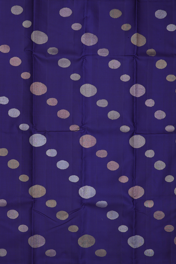 Kanchipuram Silk Saree In Navy Blue With Circle Motifs