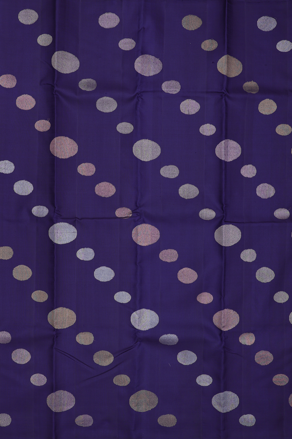 Kanchipuram Silk Saree In Navy Blue With Circle Motifs