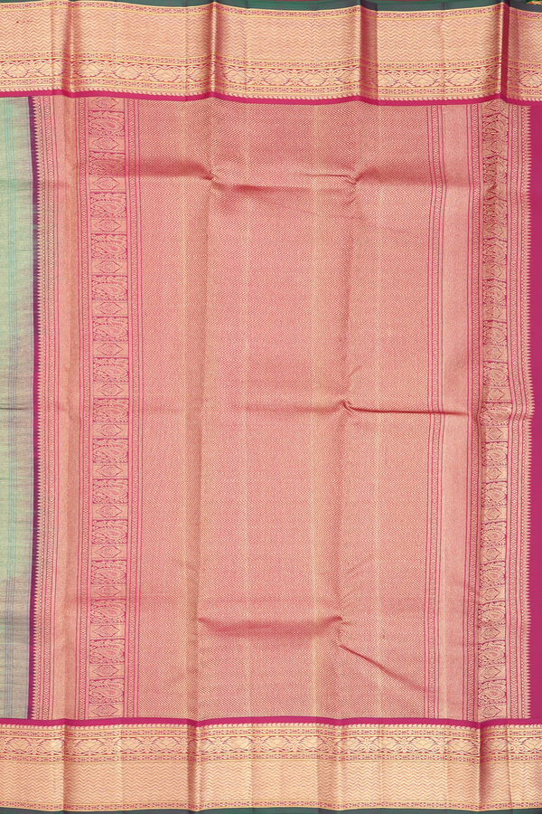 kanchipuram Silk Saree In Bluish Green With Zari Buttas