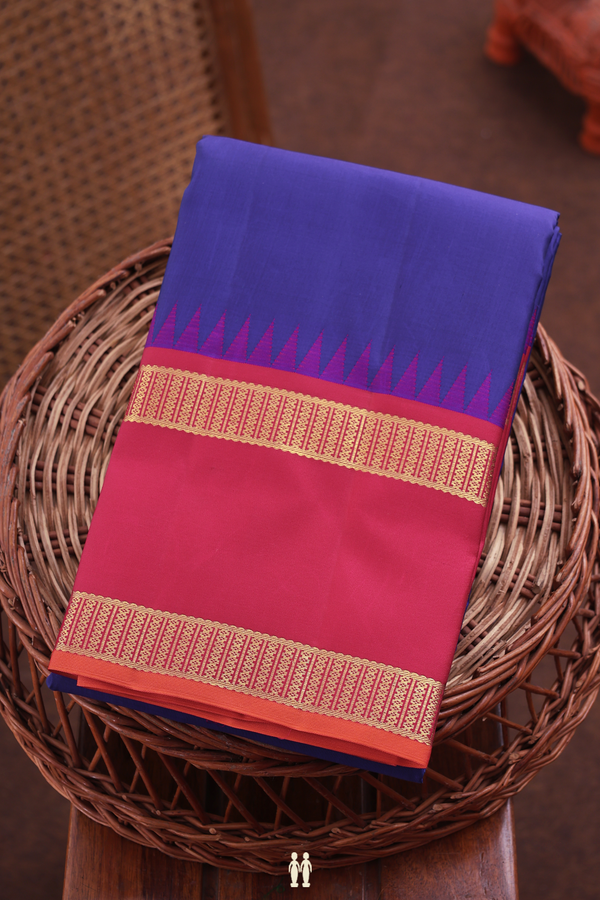 Kanchipuram Silk Saree In Royal Blue With Rettai Pettu Border