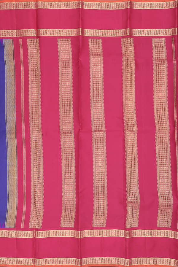 Kanchipuram Silk Saree In Royal Blue With Rettai Pettu Border