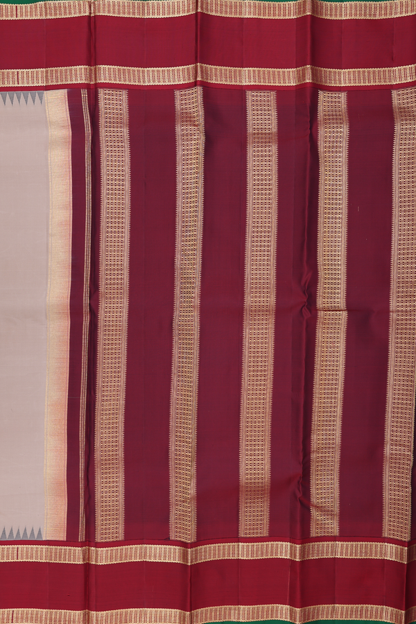 Kanchipuram Silk Saree Light Brown With Rettai Pettu Border
