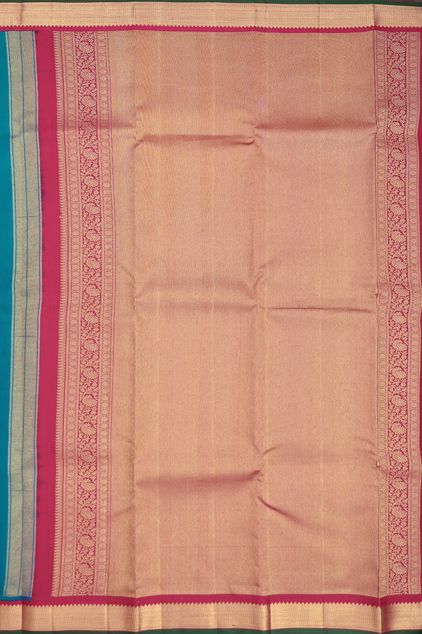 Kanchipuram Silk Saree Peacock Blue With Peacock Chakram Buttas