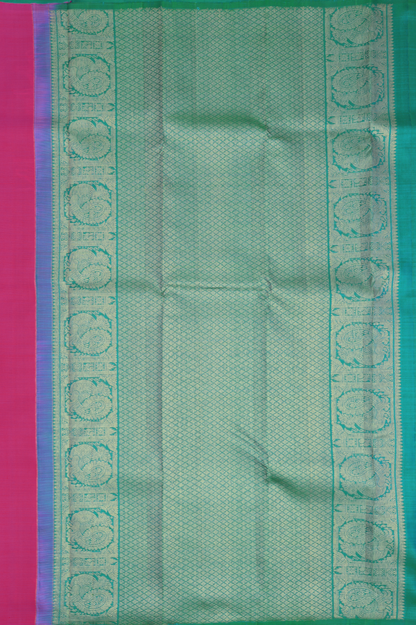Kanchipuram Silk Saree In Dark Pink With Floral Design