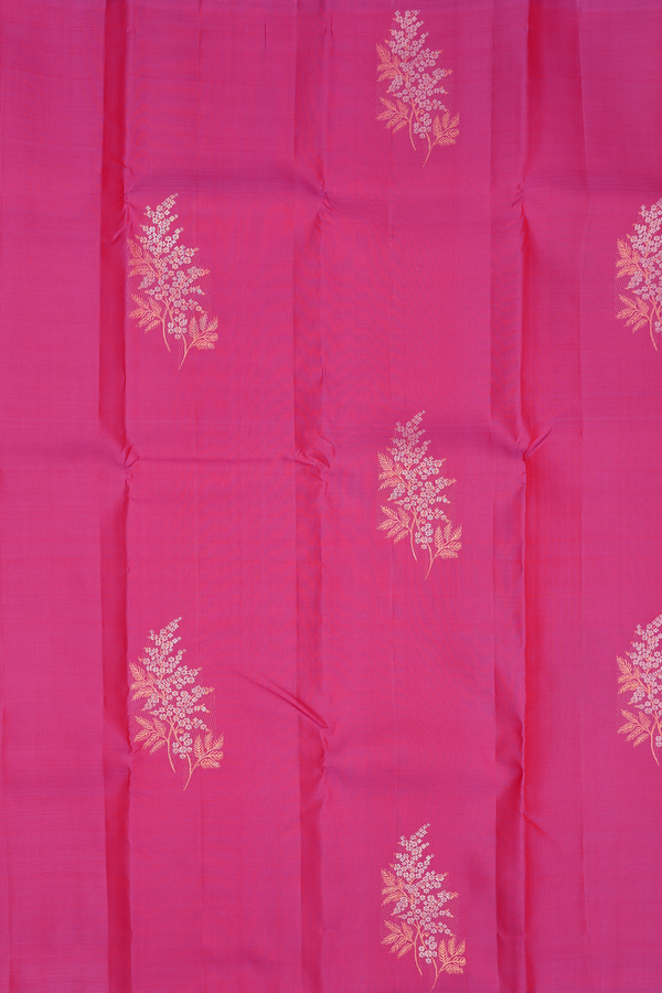 Kanchipuram Silk Saree In Dark Pink With Floral Design