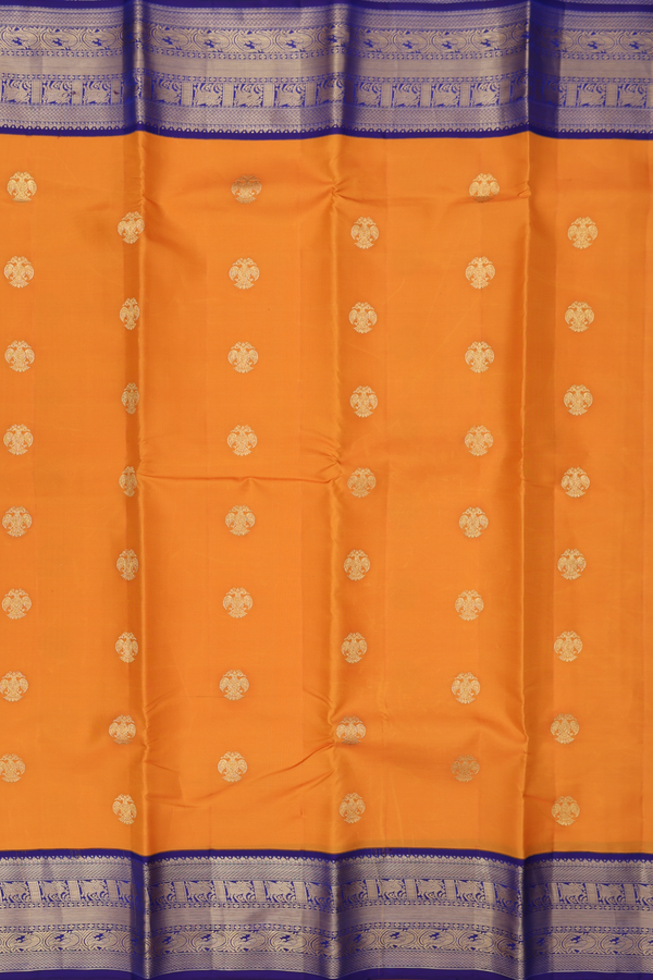 Kanchipuram Silk Saree Yellow With Iruthalai Pakshi Design