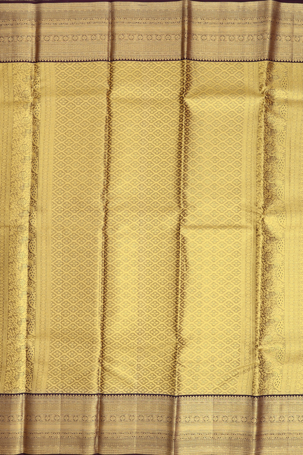 Kanchipuram Silk Saree In Gold Tissue With Floral Design