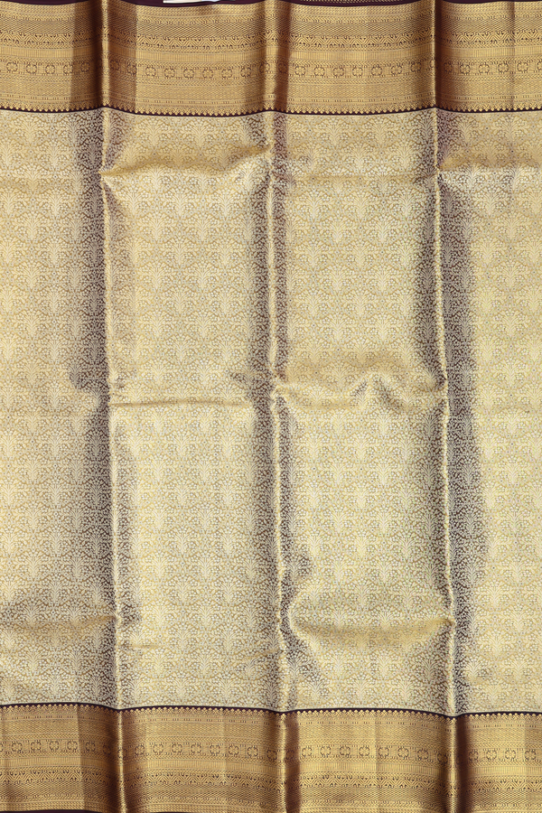 Kanchipuram Silk Saree In Gold Tissue With Floral Design