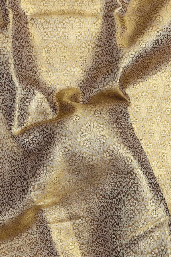 Kanchipuram Silk Saree In Gold Tissue With Floral Design
