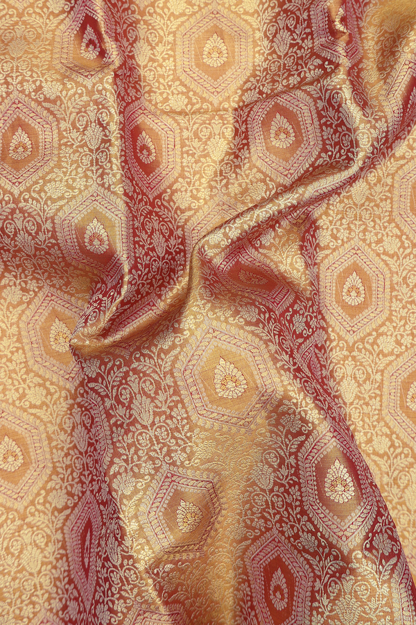 Kanchipuram Silk Saree In Gold Tissue With Traditional Border