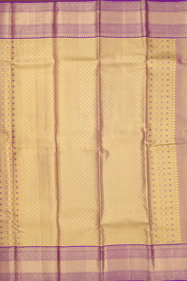 Kanchipuram Silk Saree In Gold Tissue With Floral Design