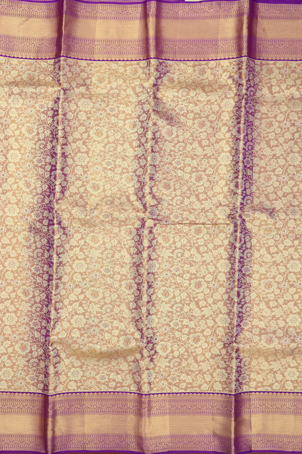 Kanchipuram Silk Saree In Gold Tissue With Floral Design