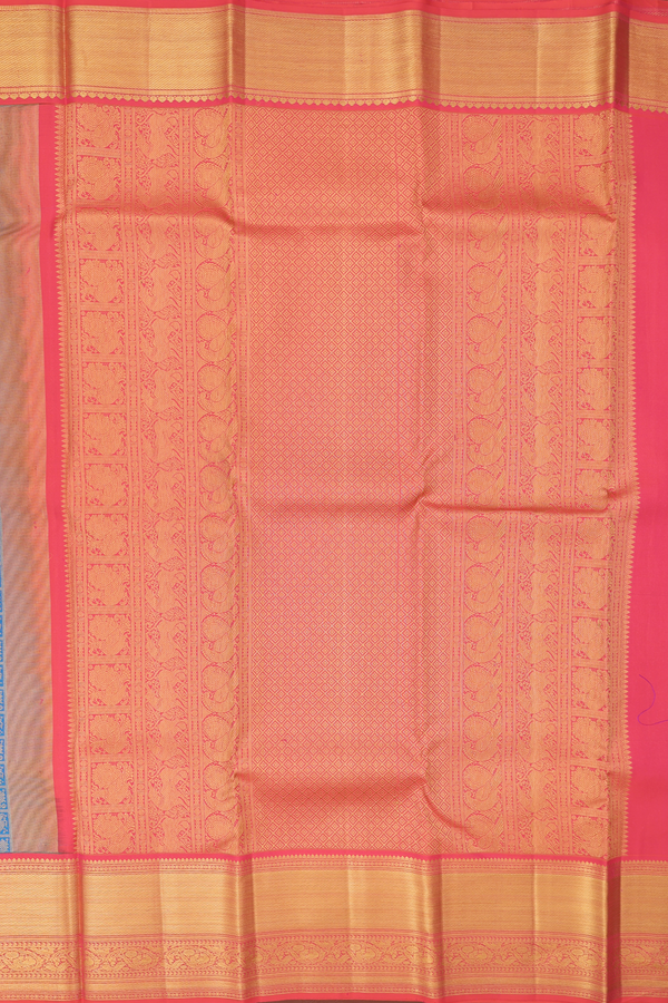 Kanchipuram Silk Saree In Teal Blue With Brocade Design