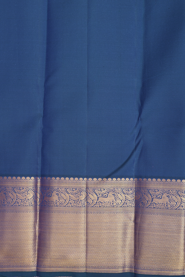 Kanchipuram Silk Saree In Oxford Blue With Brocade Design