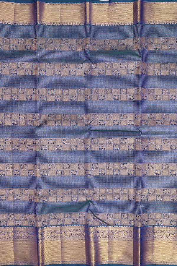 Kanchipuram Silk Saree In Oxford Blue With Brocade Design