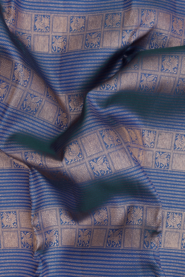 Kanchipuram Silk Saree In Oxford Blue With Brocade Design