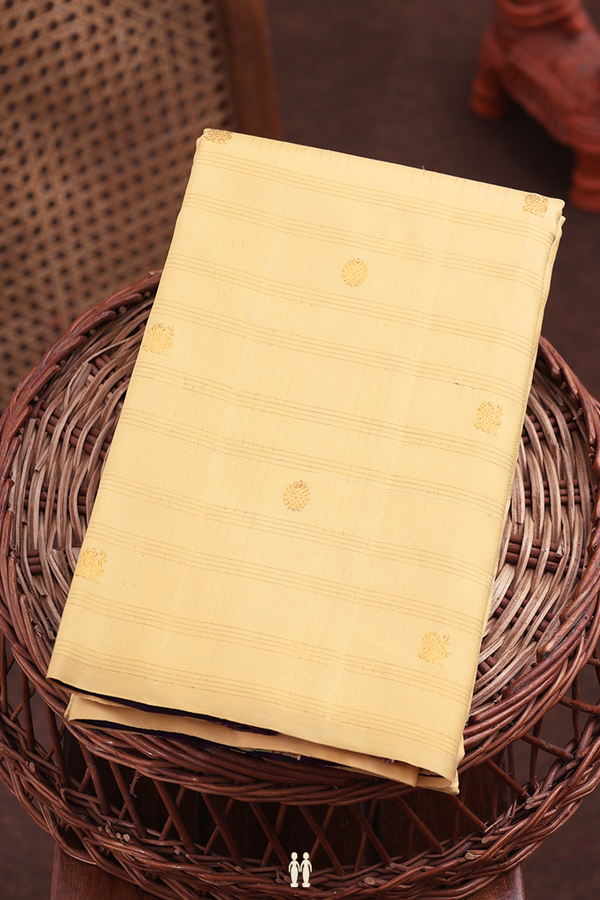 Kanchipuram Silk Saree In Cream Color With Checks Design