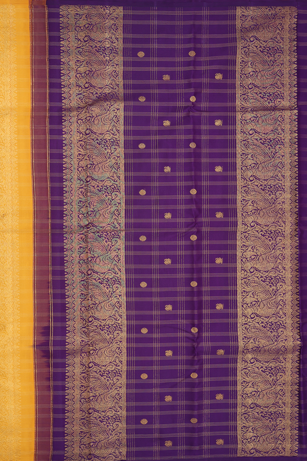 Kanchipuram Silk Saree In Aqua Green With Checks Design