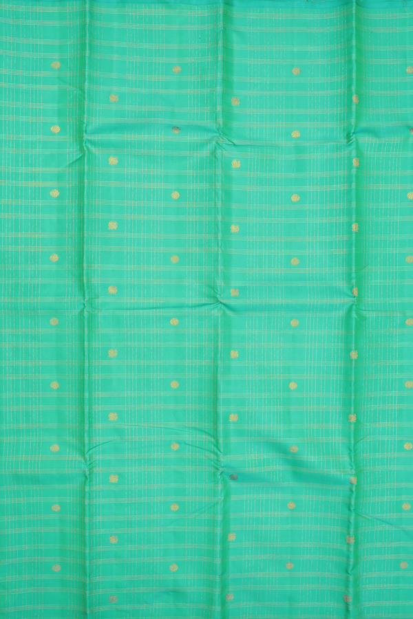 Kanchipuram Silk Saree In Aqua Green With Checks Design