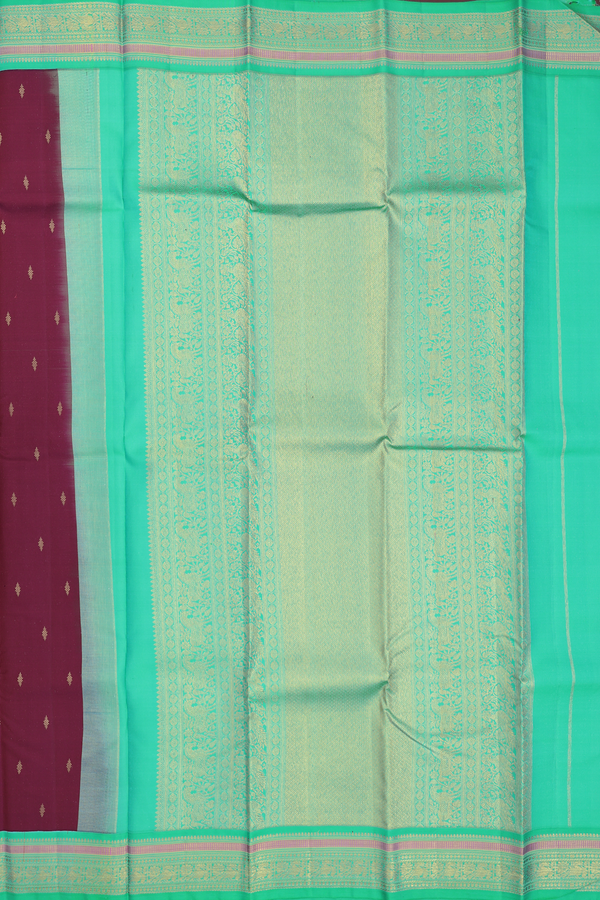 Kanchipuram Silk Saree In Berry Purple With Zari Buttas