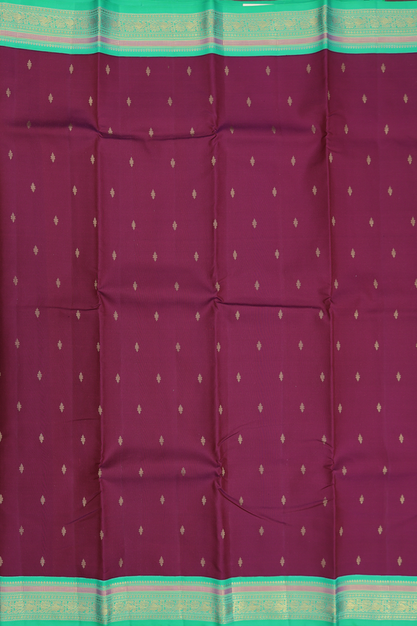 Kanchipuram Silk Saree In Berry Purple With Zari Buttas
