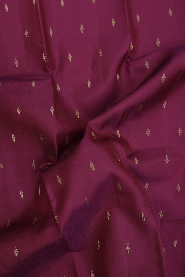 Kanchipuram Silk Saree In Berry Purple With Zari Buttas