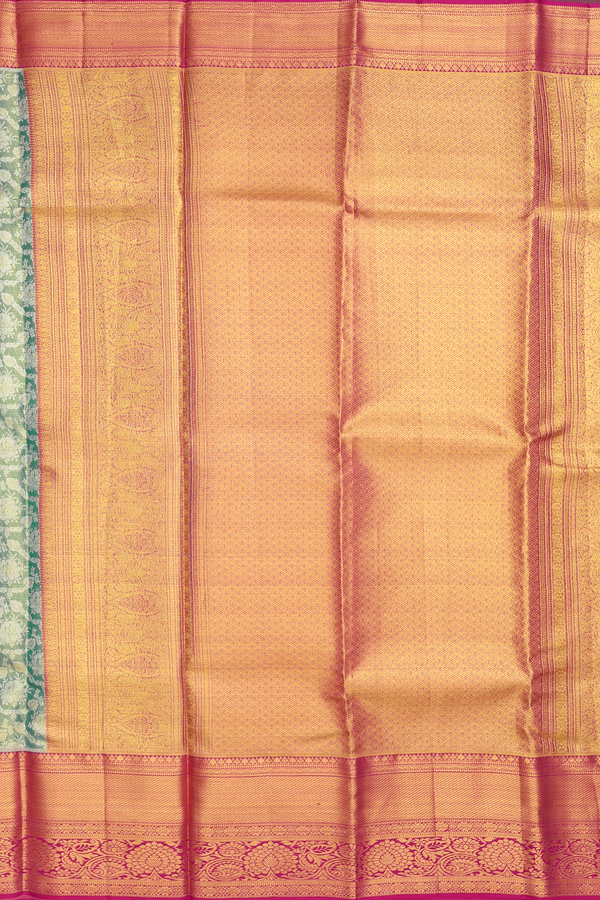Kanchipuram Silk Saree In Tissue Green With Floral Design