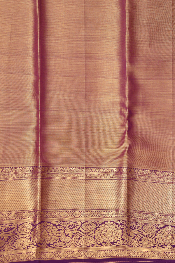 Kanchipuram Silk Saree In Orange With Floral Design