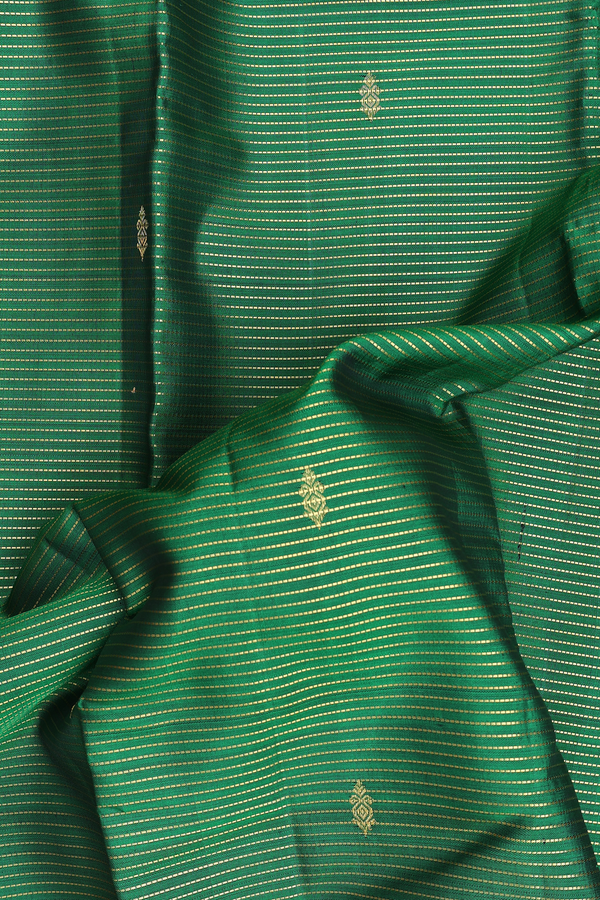 Kanchipuram Silk Saree In Green With Stripes Design