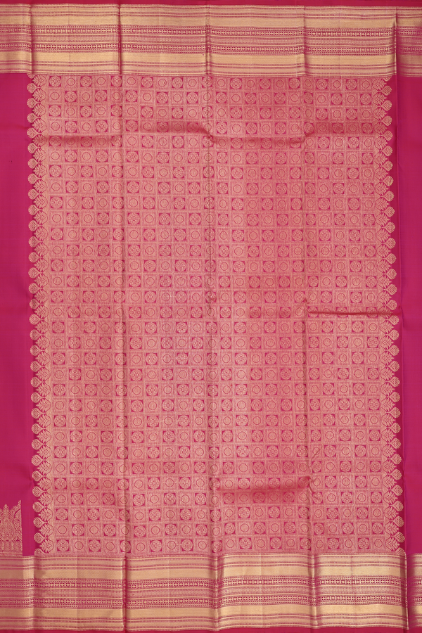 Kanchipuram Silk Saree In Dark Pink With Zari Buttas