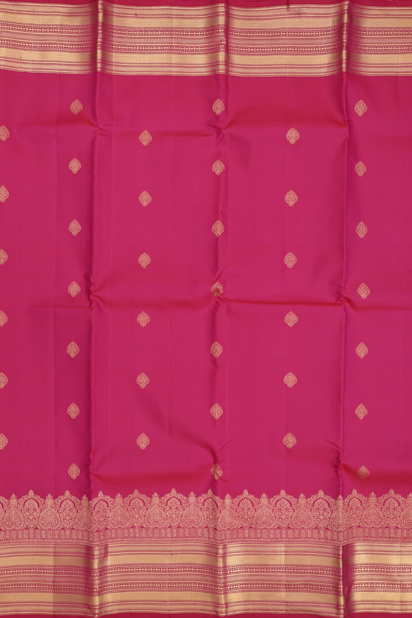 Kanchipuram Silk Saree In Dark Pink With Zari Buttas