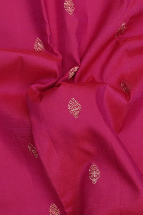 Kanchipuram Silk Saree In Dark Pink With Zari Buttas