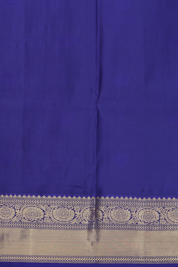Kanchipuram Silk Saree In Royal Blue With Peacock Buttas
