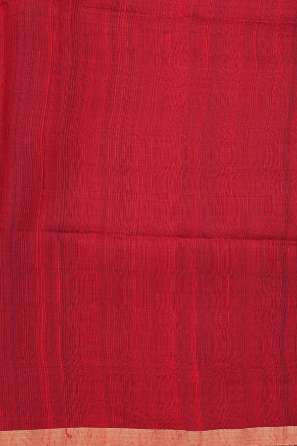 Raw Silk Saree In Navy Blue With Zari Border