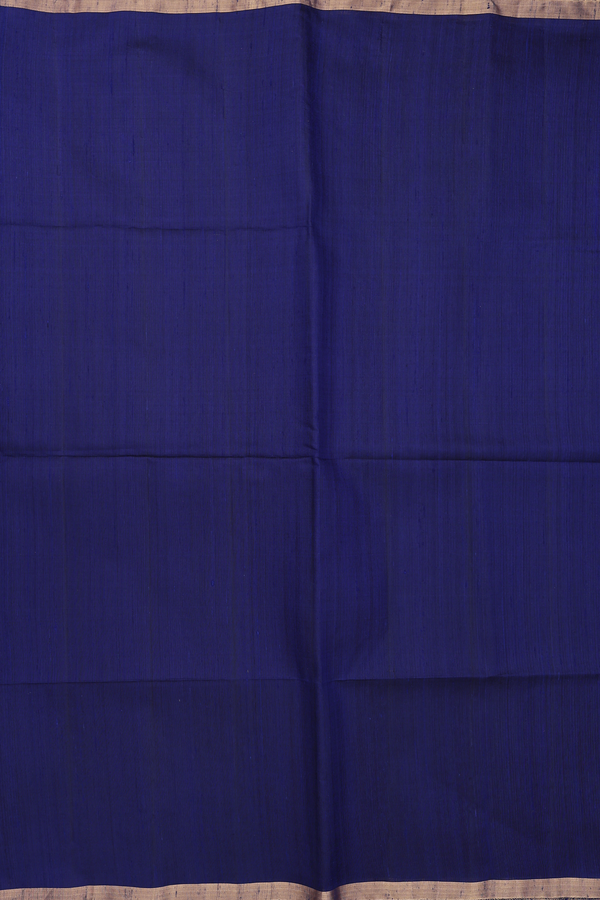 Raw Silk Saree In Navy Blue With Zari Border