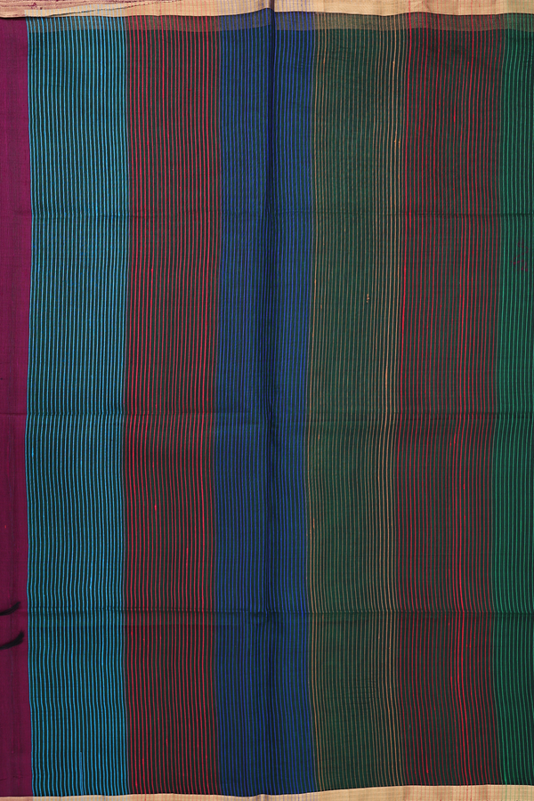 Raw Silk Saree In Plain Plum Purple With Zari Border