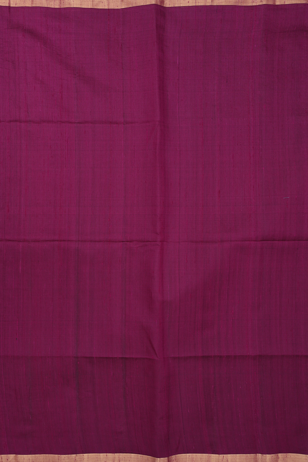 Raw Silk Saree In Plain Plum Purple With Zari Border
