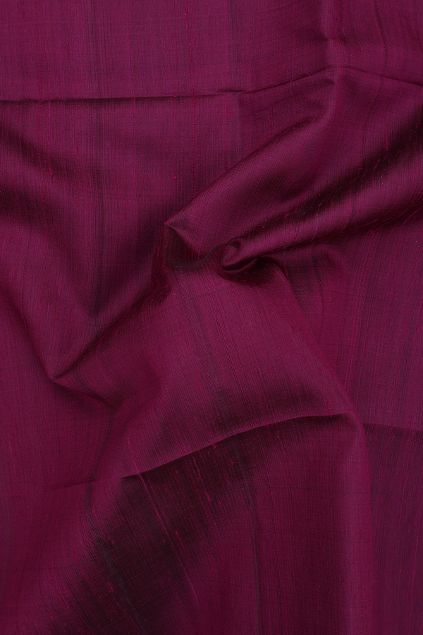 Raw Silk Saree In Plain Plum Purple With Zari Border