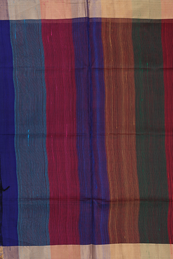 Raw Silk Saree In Royal Blue With Bavanchi Border
