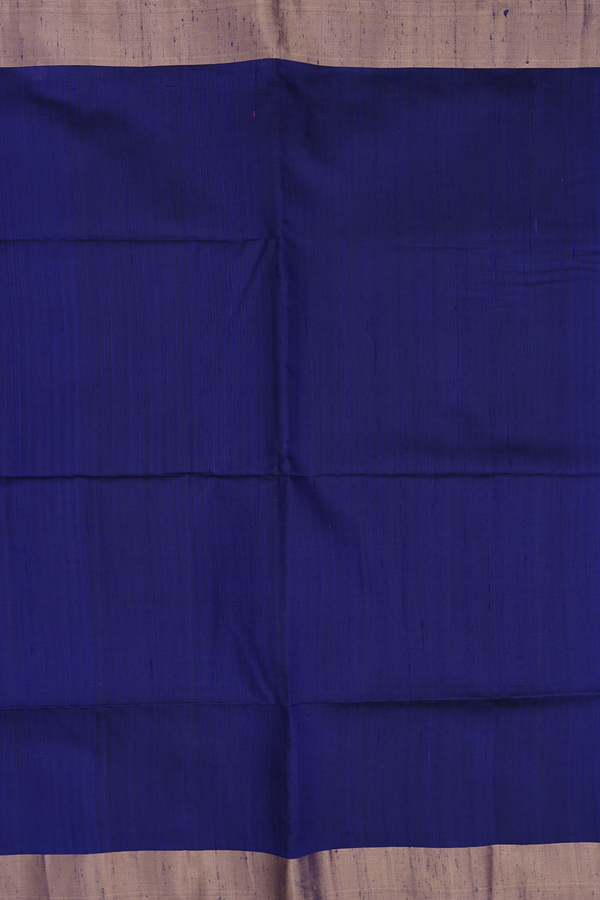 Raw Silk Saree In Royal Blue With Bavanchi Border